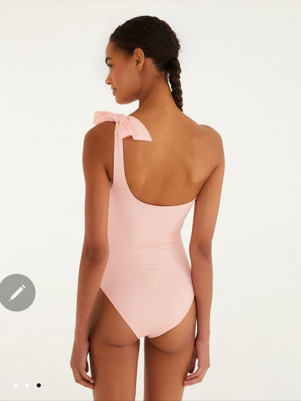 FARM Rio Anthurium Light Pink One Shoulder One Piece Swimsuit Large